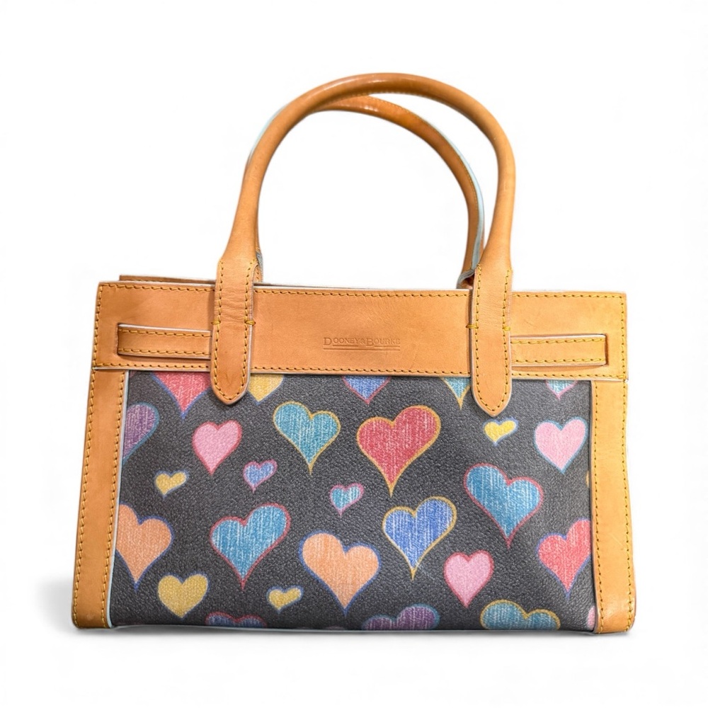 Dooney & Bourke Hearts Collection Italian Leather Satchel – Rare Print - Picture 3 of 9